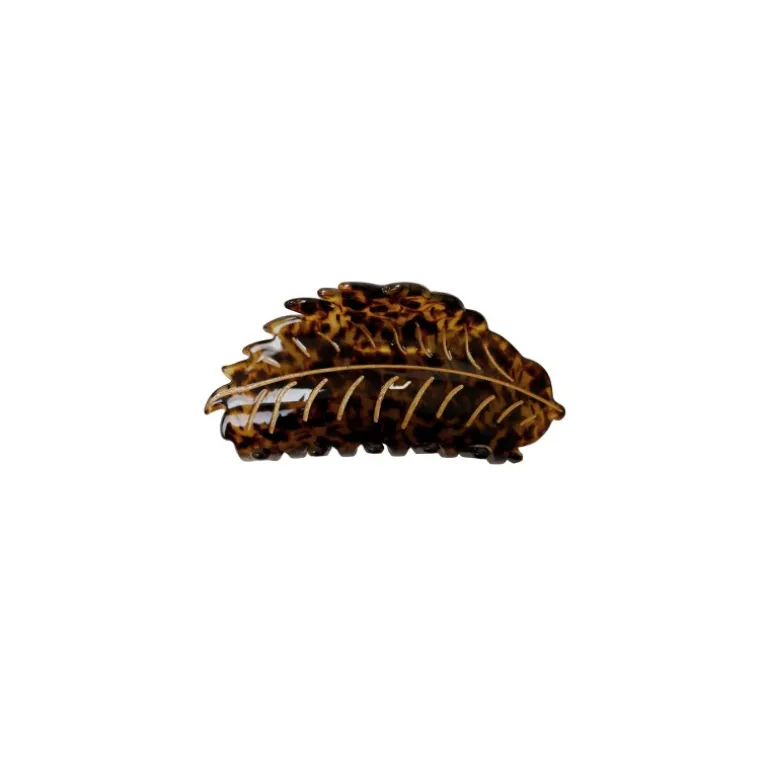 Black Colour BCLEAF Gold hair claw - Brun blad klemme med guld 5775 Brown fra Black Colour