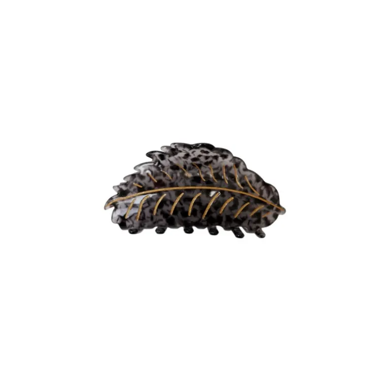 Black Colour BCLEAF Gold hair claw - Sort blad klemme med guld 5775 Black fra Black Colour