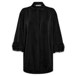 Co'couture AdnaCC Feaher Shirt - Sort skjorte med fjer 35686 Black fra Co'couture