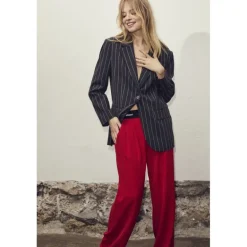 Co'Couture AminaCC Logo Pant - Rød buks med logo elastik 31143 Flame fra Co'couture