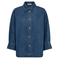 Co'couture DelinaCC Denim SS Shirt - Denim skjorte 35780 Dark Denim fra Co'couture