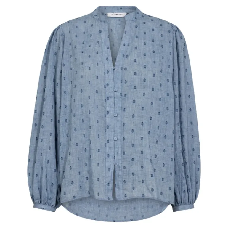 Co'Couture DottieCC V-Shirt - Støvet blå skjorte 35763 Dusty Blue fra Co'couture