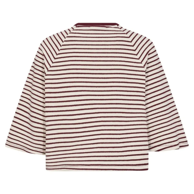 Co'Couture ErinCC Stripe Tee - T-shirt med bordeaux striber 33130 WhiteBurgundy fra Co'couture