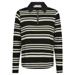 Co'Couture MalucaCC Stripe Polo Blouse - Sort stribet polo bluse 33146 Black fra Co'couture