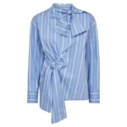 Co'couture ShiraCC Stripe Bow Blouse - Blå stribet bluse 35730 Pale Blue fra Co'couture