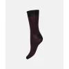 Decoy Ankle Sock Fine Knit - Sort/Bordeaux stribet Bambus ankelstrømpe 20345 fra Decoy