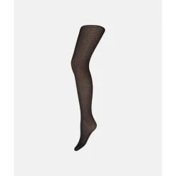 Decoy Tight Zig Zay 32 d. - Sort strømpebuks med zig zag 9-16051-77 Black fra Decoy
