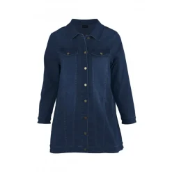 Gozzip Amela Long Denim Jacket - Denim jakke G234039 Dark Blue Denim fra Gozzip