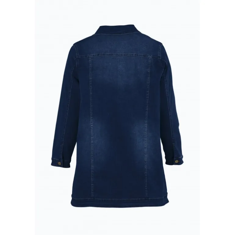 Gozzip Amela Long Denim Jacket - Denim jakke G234039 Dark Blue Denim fra Gozzip