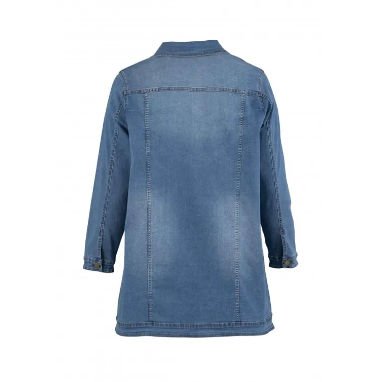 Gozzip Amela Long Denim Jacket - Denim jakke G234039 Light Blue Denim fra Gozzip