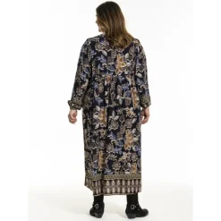 Gozzip GBetine Dress - Marineblå/sand printet kjole G246057 Border Print fra Gozzip
