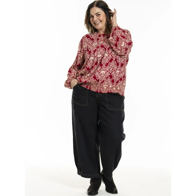 Gozzip GGabriella Blouse - Rød printet bluse G246039 Red Print fra Gozzip