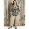 Gozzip GGhita Blouse - Sort/hvid printet bluse G251002 Black/Offwhite fra Gozzip