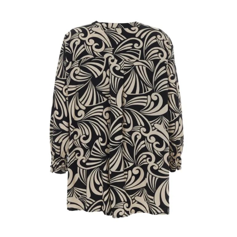 Gozzip GGhita Blouse - Sort/hvid printet bluse G251002 Black/Offwhite fra Gozzip