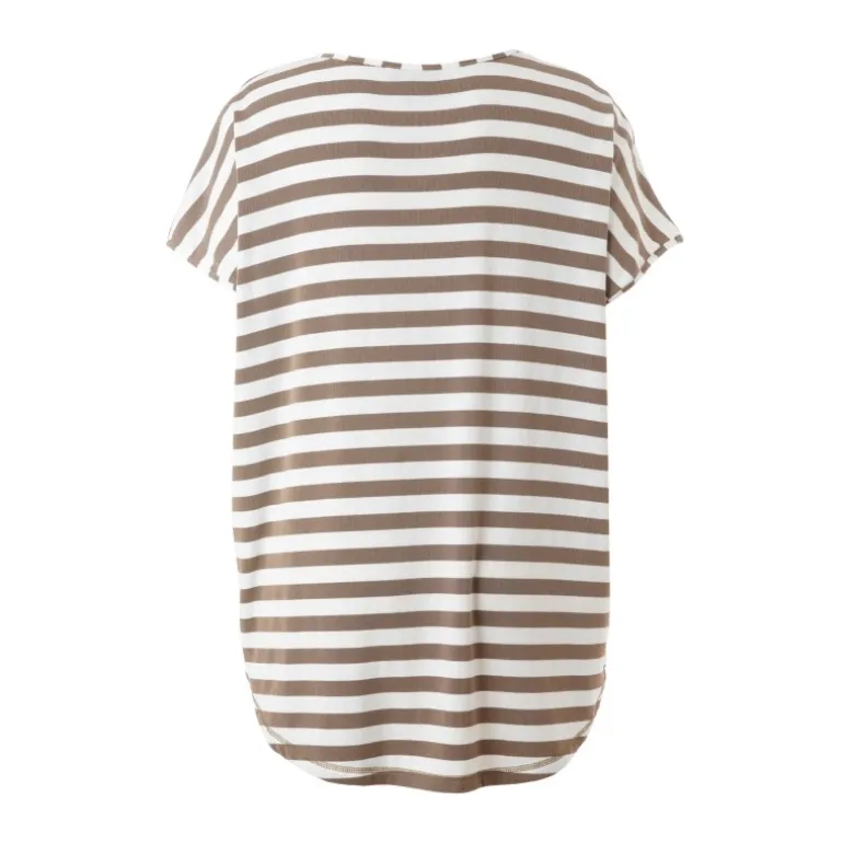 Gozzip GGitte T-shirt - Beige/hvid stribet G252082 Clay fra Gozzip