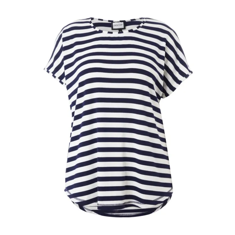 Gozzip GGitte T-shirt - Blå/hvid stribet G252082 Navy fra Gozzip