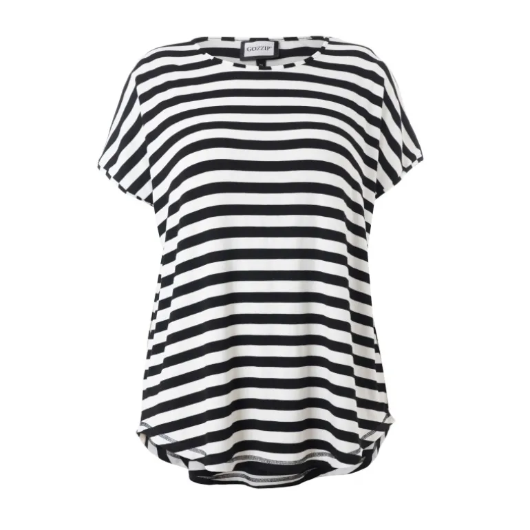 Gozzip GGitte T-shirt - Sort/hvid stribet G252082 Black fra Gozzip