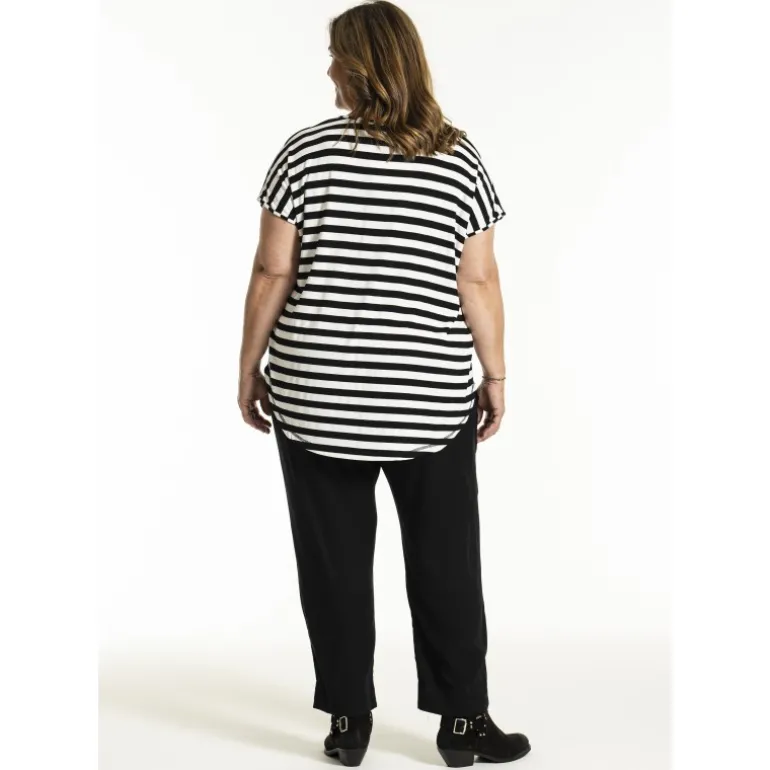 Gozzip GGitte T-shirt - Sort/hvid stribet G252082 Black fra Gozzip