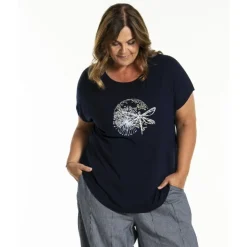Gozzip GGitte T-shirt v/print - Blå t-shirt G252088 Navy fra Gozzip