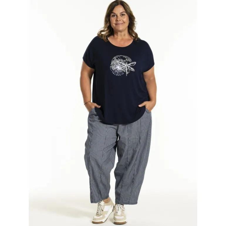 Gozzip GGitte T-shirt v/print - Blå t-shirt G252088 Navy fra Gozzip