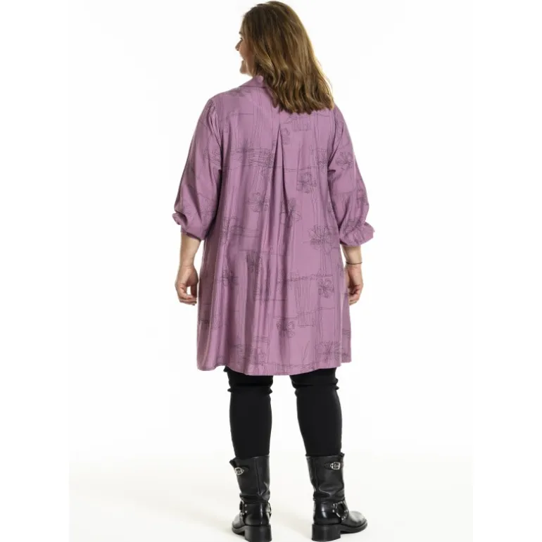 Gozzip GIdalene Tunic - Lilla tunika med streg print G251007 Orchid fra Gozzip