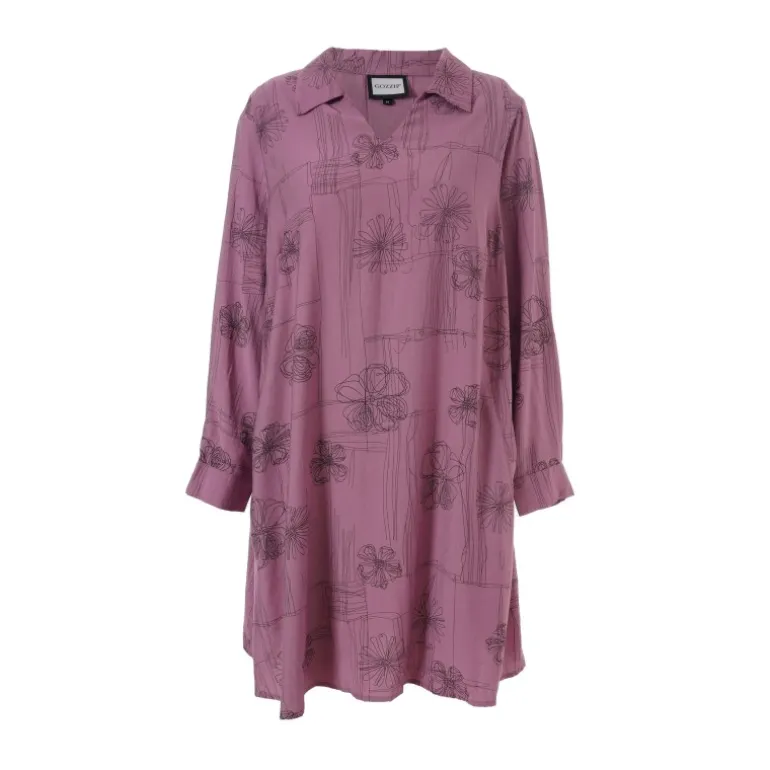 Gozzip GIdalene Tunic - Lilla tunika med streg print G251007 Orchid fra Gozzip