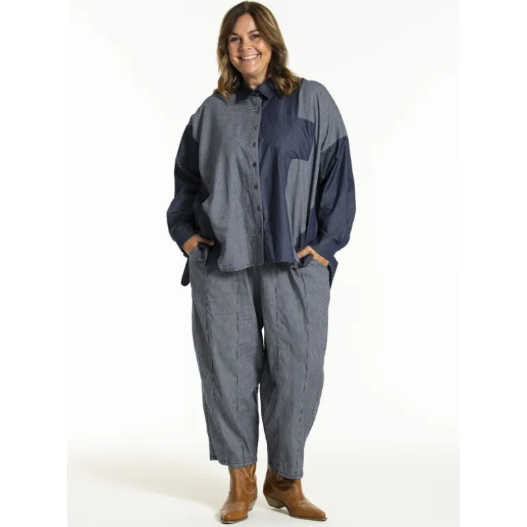 Gozzip GJudit Oversized Shirt - Oversized blå skjorte G252065 Denim Blue fra Gozzip