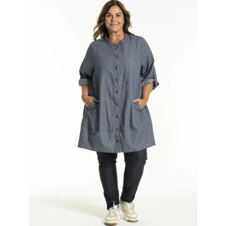 Gozzip GJytta Tunic - Blå/hvid stribet tunika G252067 Denim Blue fra Gozzip