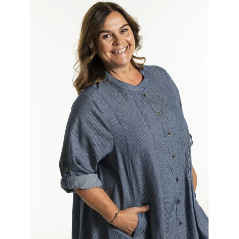 Gozzip GJytta Tunic - Blå/hvid stribet tunika G252067 Denim Blue fra Gozzip
