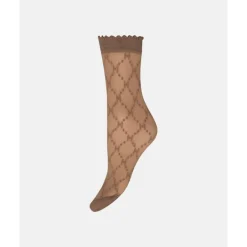 HYPEtheDETAIL socks LOGO Ankel strømpe med beige logo 21013 fra HYPEtheDETAIL