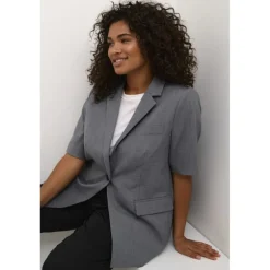 Kaffe Curve KAida Blazer - Grå blazer 10582460 Grey Melange fra Kaffe Curve