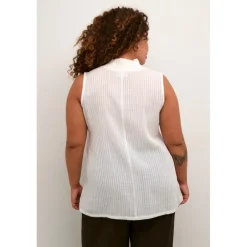 Kaffe Curve KCalana top - Råhvid top med smock 10582299 Chalk fra Kaffe Curve