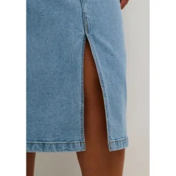 Kaffe Curve KCbeth Denim Skirt - Cowboy nederdel 10582308 Light Blue Washed fra Kaffe Curve