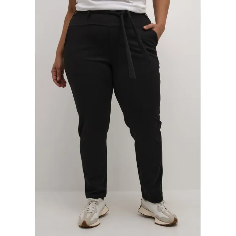 Kaffe Curve KCjenna Belt Pant - Sort buks med bælte 10582254 Black Deep fra Kaffe Curve