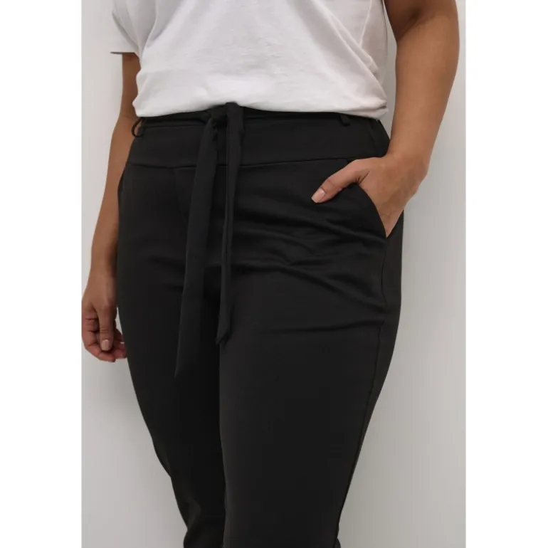 Kaffe Curve KCjenna Belt Pant - Sort buks med bælte 10582254 Black Deep fra Kaffe Curve