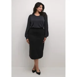 Kaffe Curve KCJenna Jersey Skirt - Sort nederdel 10502565 Black Deep fra Kaffe Curve