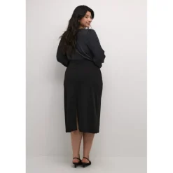 Kaffe Curve KCJenna Jersey Skirt - Sort nederdel 10502565 Black Deep fra Kaffe Curve