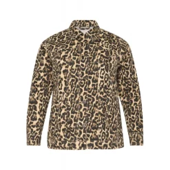 Kaffe Curve KCleonoma Denim Jacket - Cowboy jakke med leopard print 10583077 Naturel Leopard Print fra Kaffe Curve