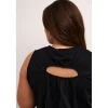 Kaffe Curve KClulu Jersey Top - Sort top med hul på ryg 10582268 Black Deep fra Kaffe Curve