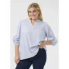 Kaffe Curve KCmilana Blouse - Lyseblå bluse med similisten 10583057 Blue/White Stripe fra Kaffe Curve