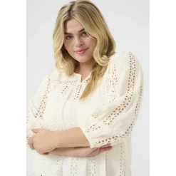 Kaffe Curve KCrandi Blouse - Hvid blonde bluse 10583093 Chalk fra Kaffe Curve