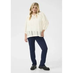 Kaffe Curve KCrandi Blouse - Hvid blonde bluse 10583093 Chalk fra Kaffe Curve