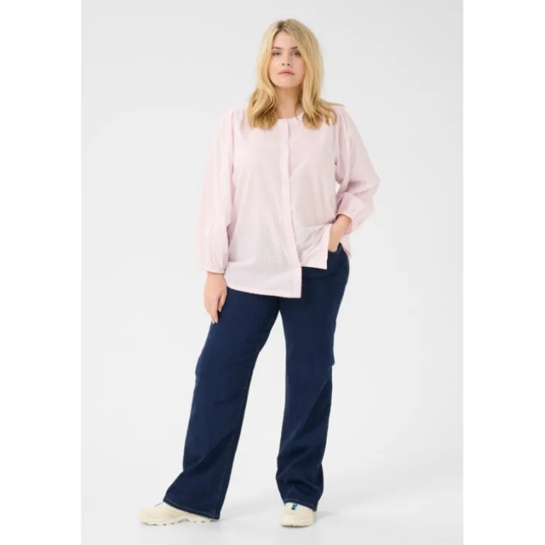 Kaffe Curve KCrory Shirt - Lyserød bomulds skjorte 10582891 Lilac Snow fra Kaffe Curve