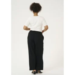 Kaffe Curve KCroxana Wide Pants - sorte vide bukser 10583043 Black Deep fra Kaffe Curve