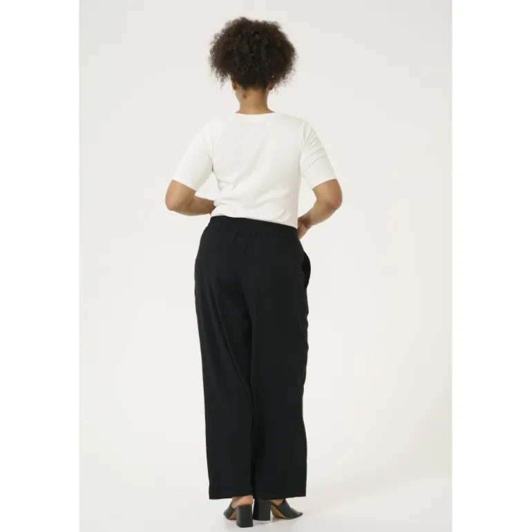 Kaffe Curve KCroxana Wide Pants - sorte vide bukser 10583043 Black Deep fra Kaffe Curve