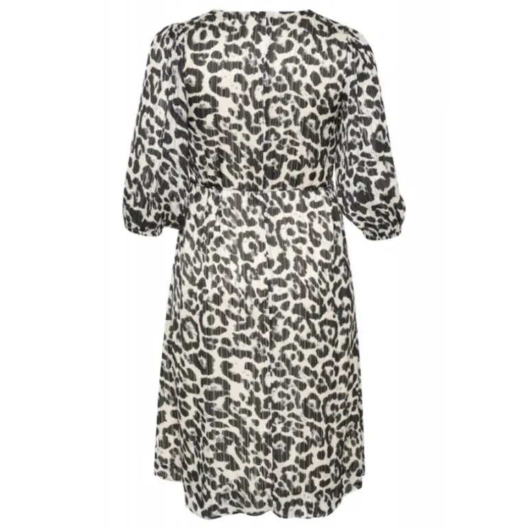 Kaffe Curve KCsaphia Dress - Sort/hvid leopard printet kjole 10582872 Black/White Leopard fra Kaffe Curve