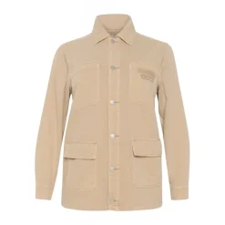 Kaffe Curve KCsisel Shirt Jacket - Sandfarvet denim jakke 10582316 Feather Gray fra Kaffe Curve
