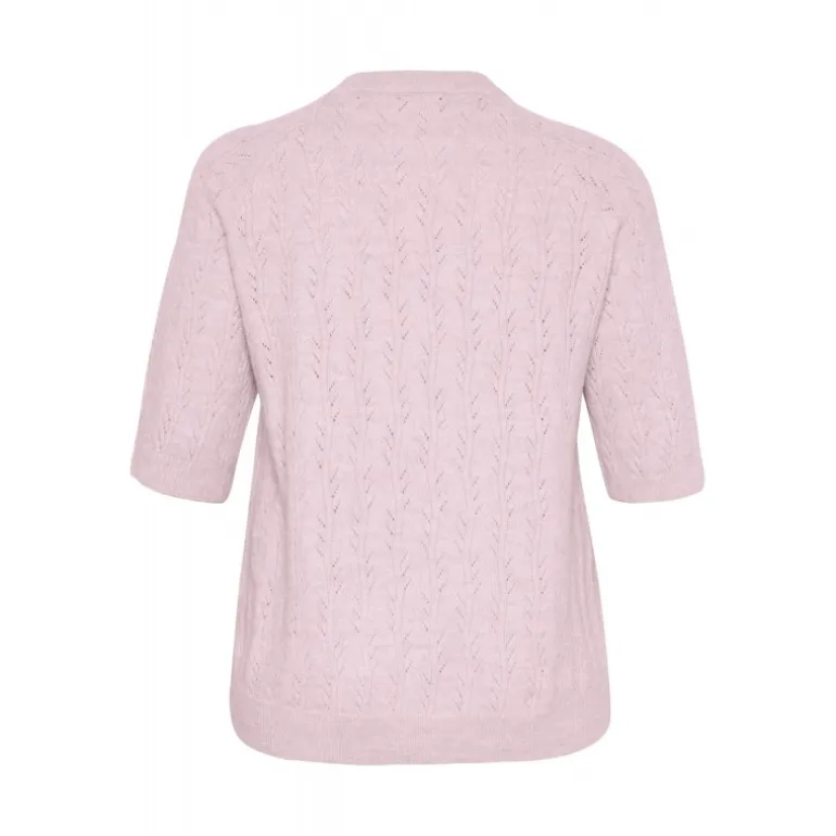 Kaffe Curve KCtenna Pullover - Lyserød strik med korte ærmer 10582836 Lilac Snow Melange fra Kaffe Curve
