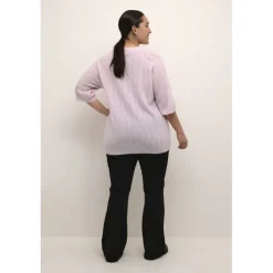 Kaffe Curve KCtenna Pullover - Lyserød strik med korte ærmer 10582836 Lilac Snow Melange fra Kaffe Curve