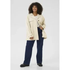 Kaffe Curve KCtricia Jacket - Sandfarvet trenchcoat 10582920 Feather Gray fra Kaffe Curve